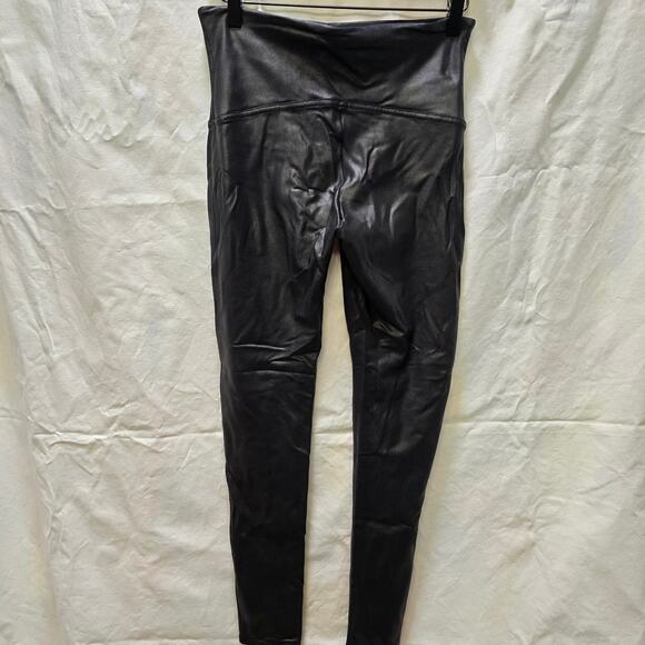 Spanx faux leather shiny black leggings XL skinny leg shaping - Picture 6 of 11